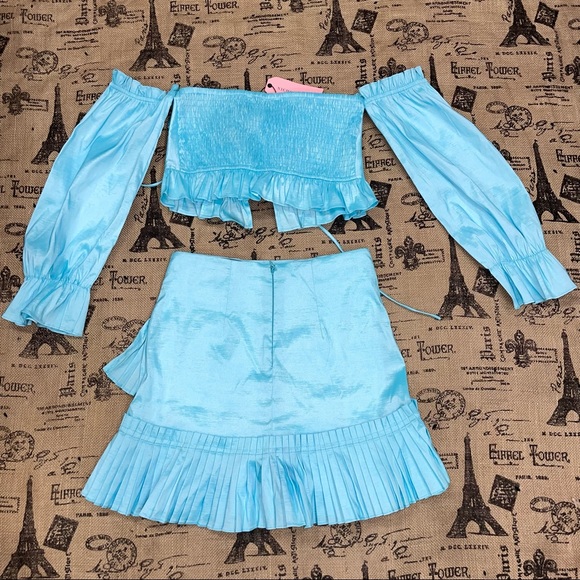 Nichole Lynel NWT! “Main Thang” Sky Blue Stretch Set Size M - Picture 7 of 11